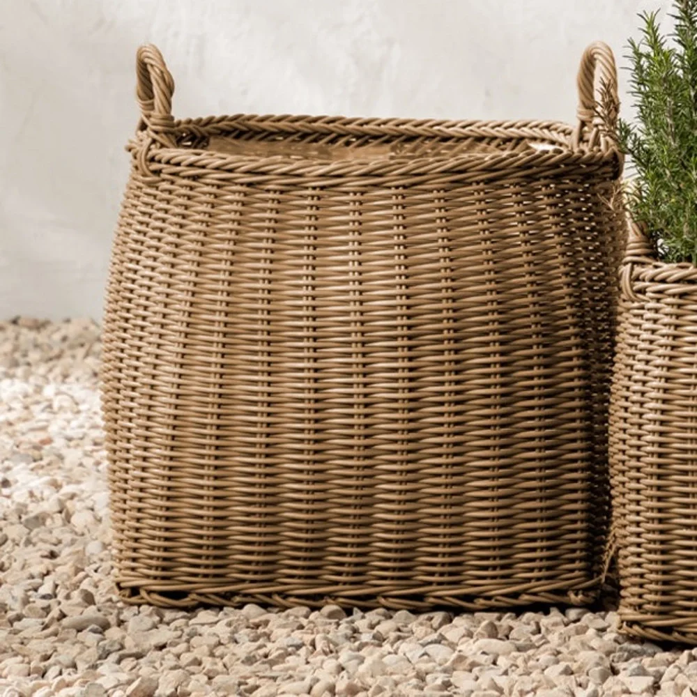 Lightwash Handled Planter~ Large  Basket